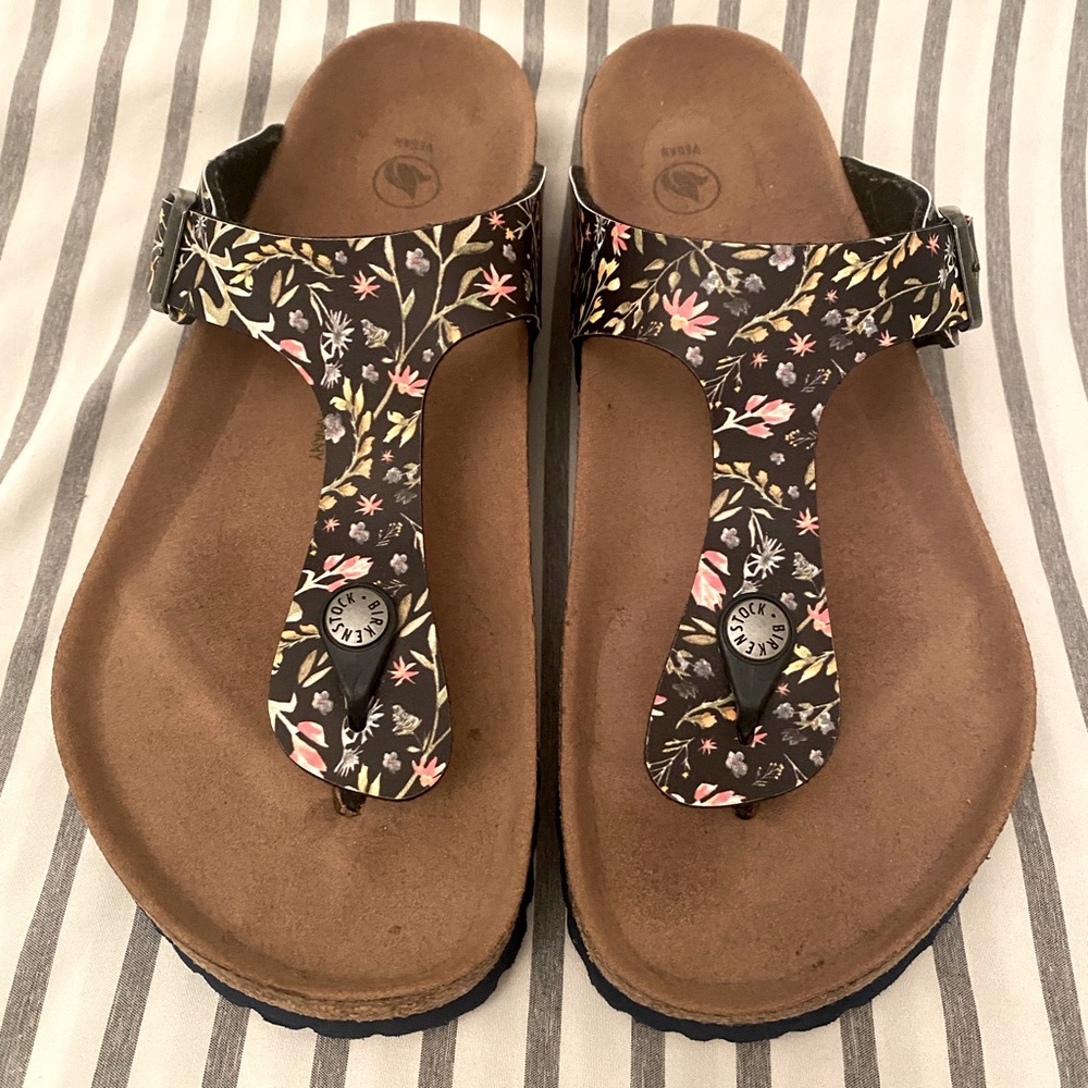 Birkenstock Gizeh Watercolor Flower Navy Vegan size 41